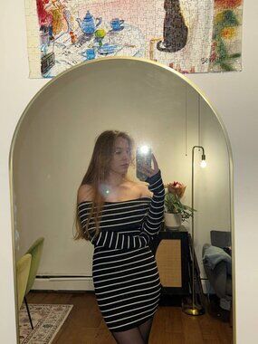 NWOT Meshki Women's Dominica Off Shoulder Knit Mini Dress